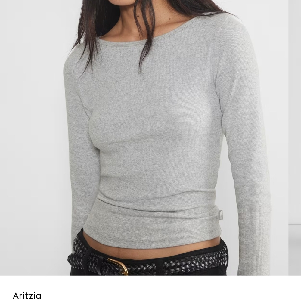 Aritzia Gray And Black Hometretch Long Sleeve Tops